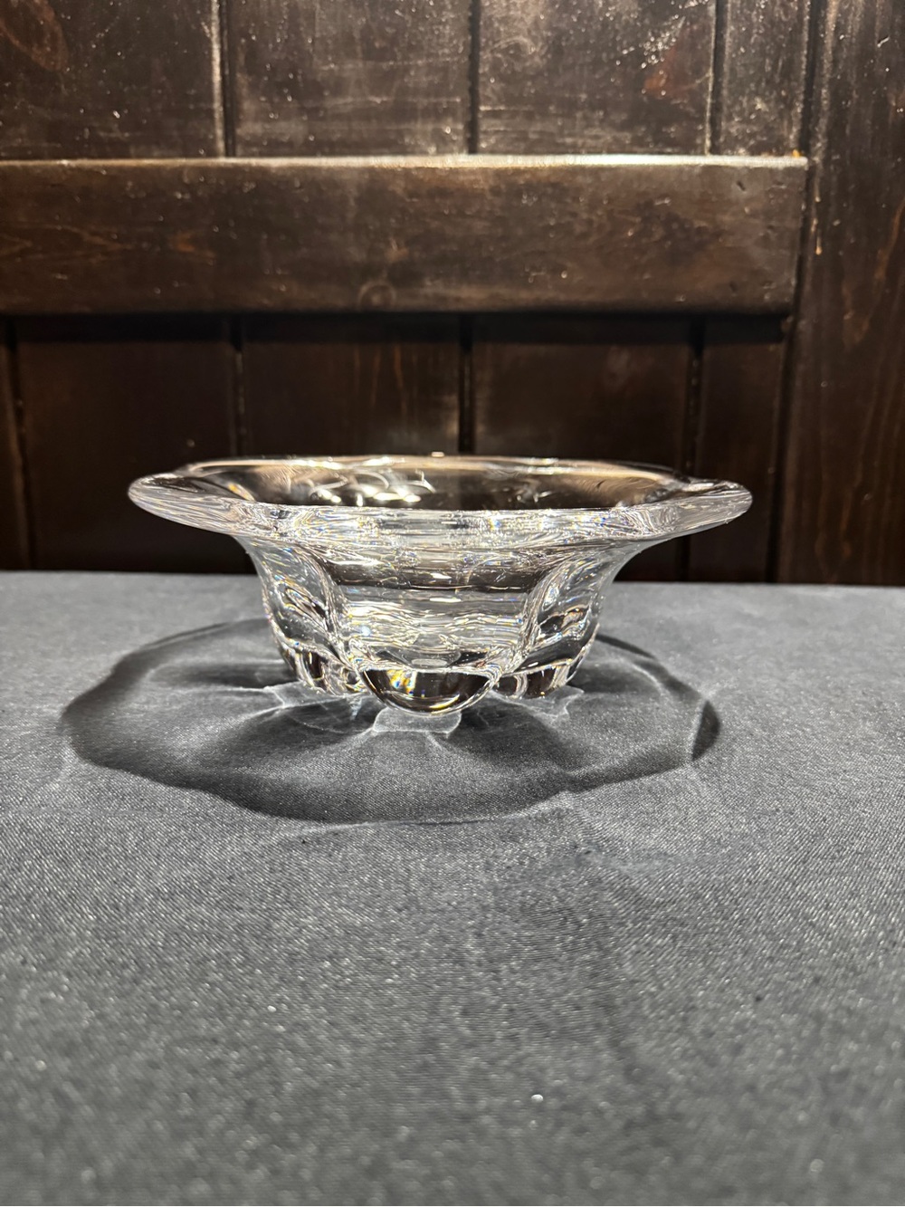 Vintage Orrefors Edward Hald Pinched Base Crystal Bowl